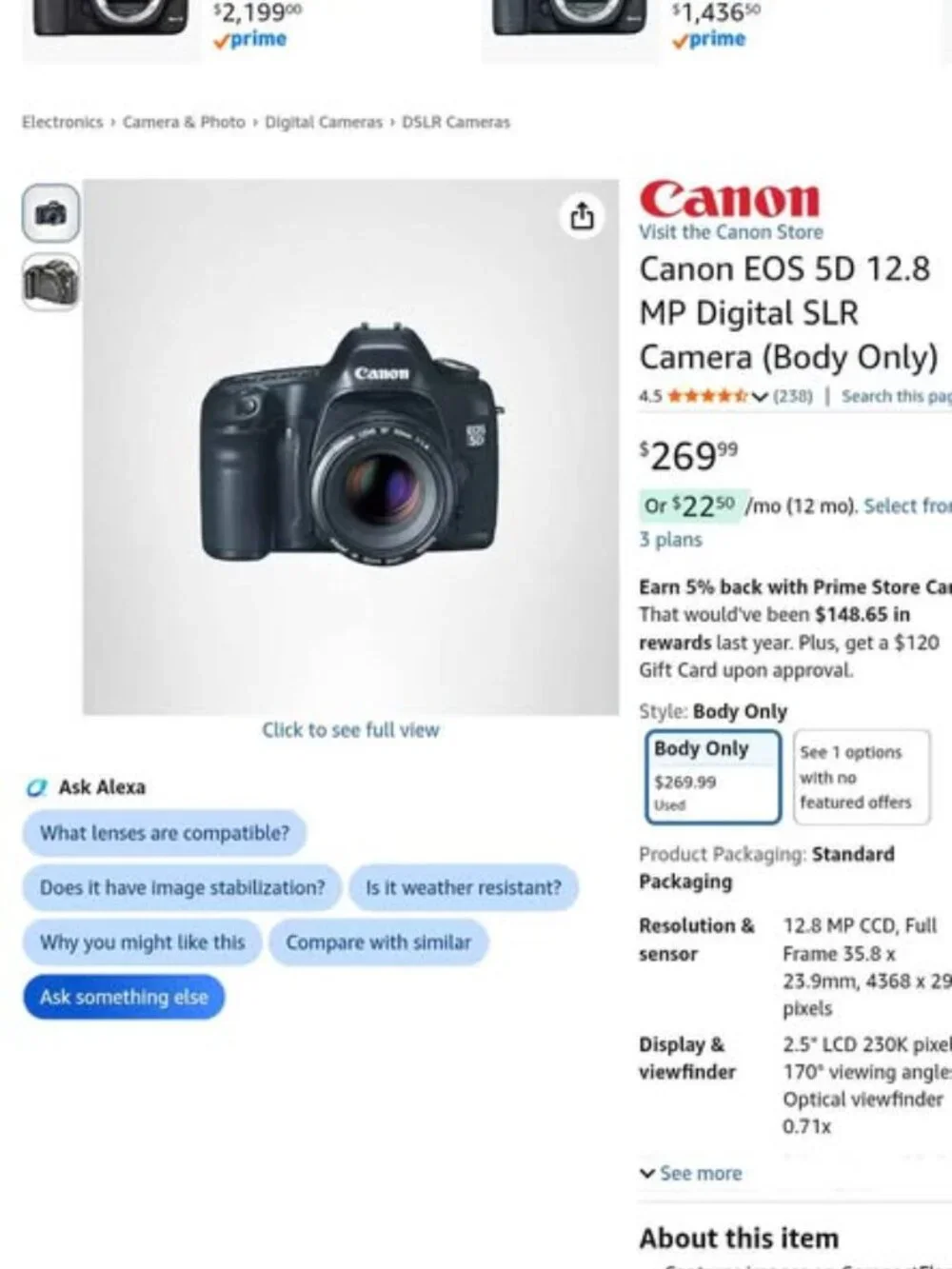 Canon EPS 5D camera with 50MM Lens